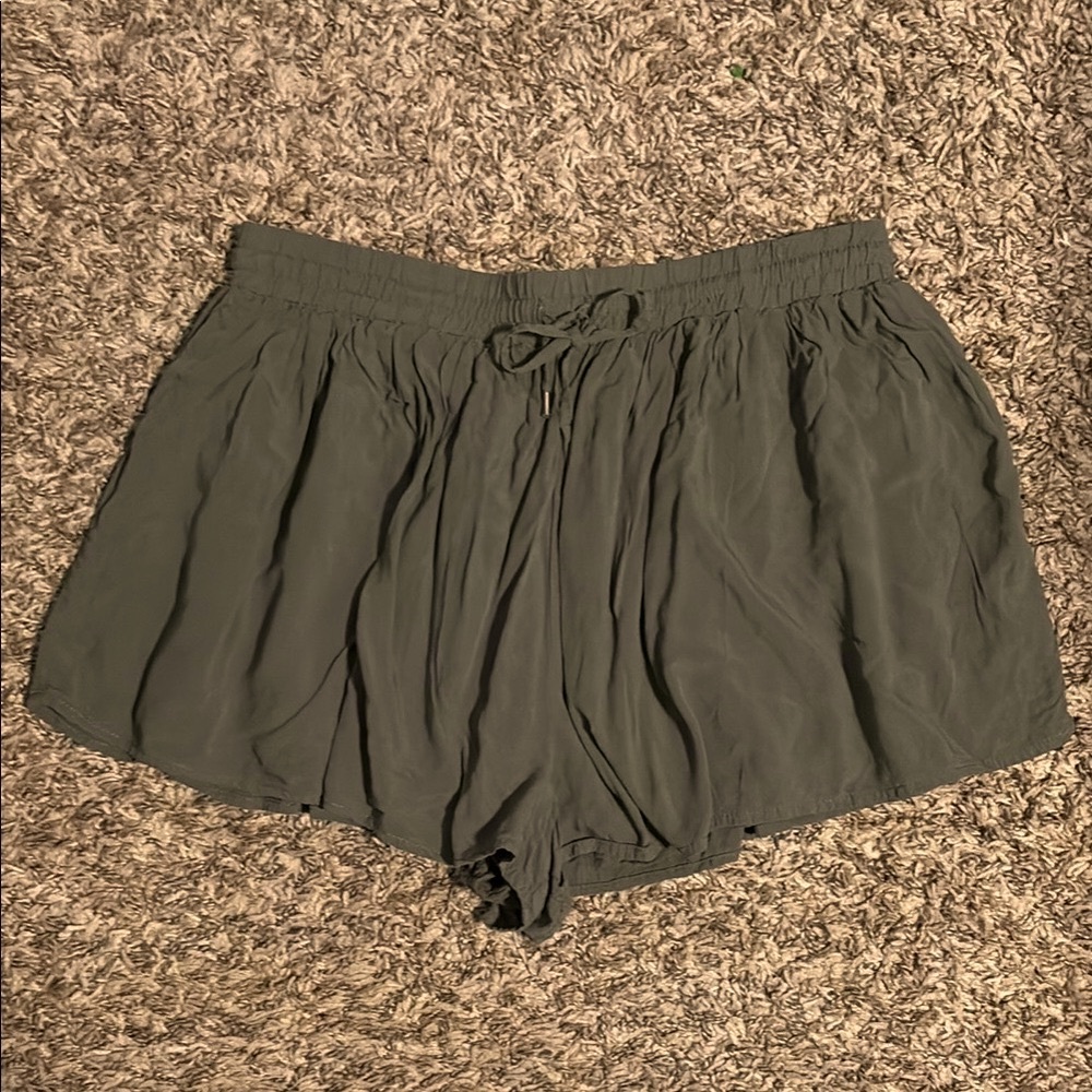Olive Green Flowy Shorts